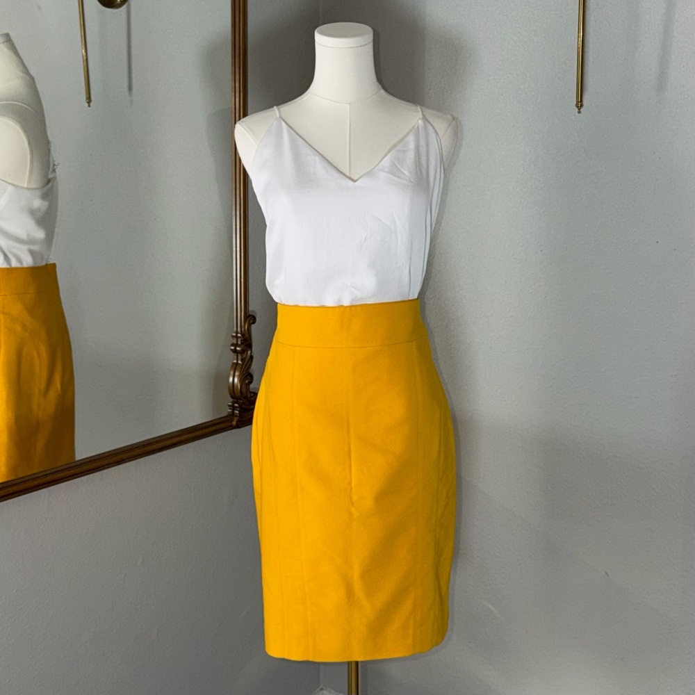 Mustard Yellow Express Pencil Skirt 10 Dark Academia Corporate Goth High Waist S